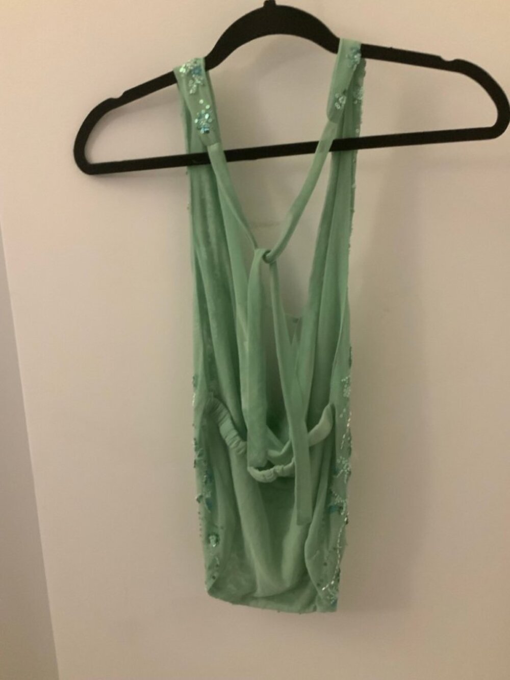 SHEIN Sage Green Sequin Halter Top Size S